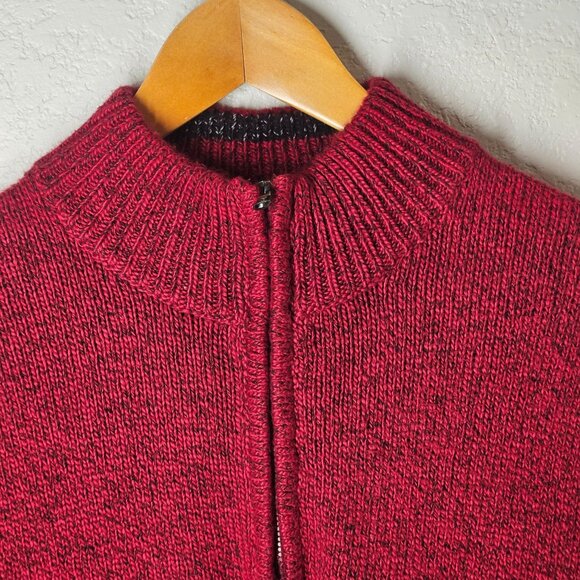 Men's Comfy, Chaps Red Half-Zip Sweater Medium Cotton Poly Blend Warm Winter Kni - Picture 2 of 16